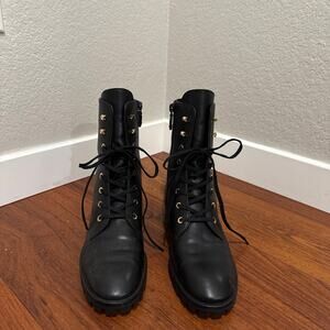 Stuart Weitzman Black Leather Combat Boots - Women's Size 7.5